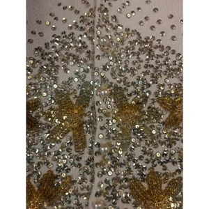 Moda International Cardigan Womens M Beige Silk Sequin Beaded Star thumbnail 8