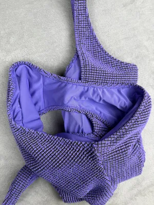 Aerie Lurex Crinkle Babewatch One Piece Swimsuit Purple Size XL thumbnail 10
