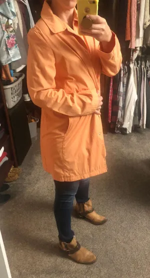 Gap VINTAGE 90’s Peach Rain Coat Long Jacket TRENCH thumbnail 3
