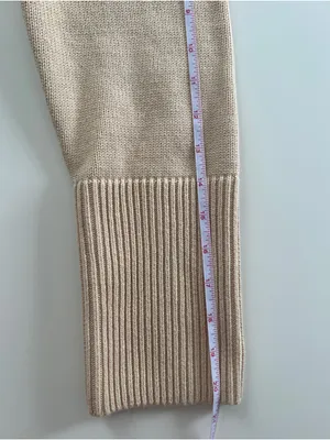 GAP Beige 100% Cotton Cropped Knit Sweater Roll Hem Long Cuffs M thumbnail 13