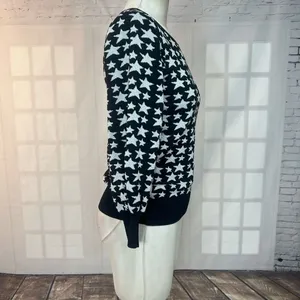 Parker Black and Silver Star Crewneck Long Sleeve Sweater Size Medium thumbnail 10
