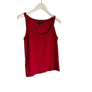 Ann Taylor Silk Blend Sweater Tank Medium Red Sleeveless Tie Waist Shell Top thumbnail 7