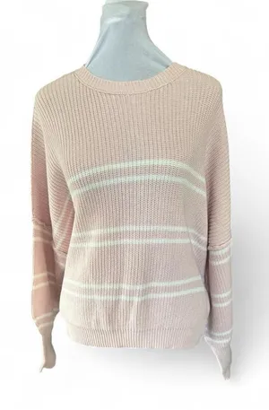 Sincerly Jules Pale Pink & White Striped Crewneck Sweater thumbnail 1