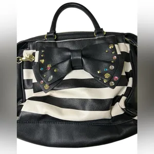 Whimsigoth Kitschy Glam Betsy Johnson Girly Grunge Awning Striped Y2K Crossbody thumbnail 9