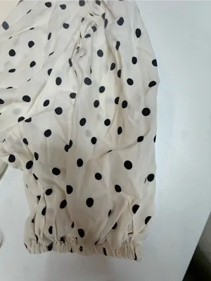 a new day Cream Polka Dot Puff-Sleeve Wrap Dress size XS thumbnail 11