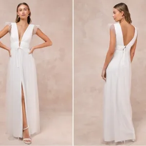 LULU's Prom Wedding Bridal Shower Engagement Tulle Empire Waist Maxi Dress thumbnail 3