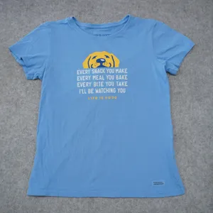 Life is Good Size S Crusher Tee Womens Blue Funny Dog Snack Graphic T-Shirt thumbnail 1