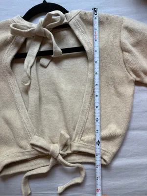 Rue Stiic L Cream Cotton Knit Open Back Tie Back Cropped Top thumbnail 11