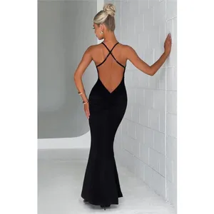 NWT Babyboo Constantina Ruffle Corsage Halter Black Maxi Dress thumbnail 2