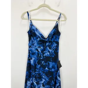 Lulus Beautiful Persona Blue Floral Chiffon Cowl A-Line Midi Dress Small NWT thumbnail 8