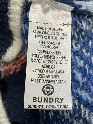 Sundry Navy Fair Isle Crewneck Sweater with Red and Royal Blue Accents thumbnail 6