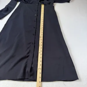 Navy Blue‎ Button Front Midi Shirt Dress – Size M Longe Sleeves thumbnail 9