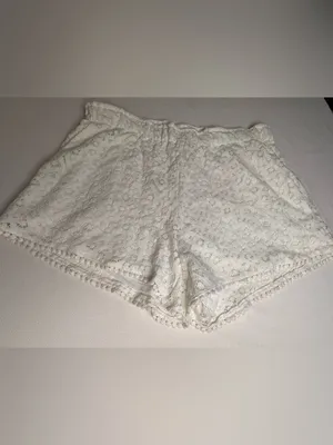 H&M White Lace Shorts Womens US 10 NWT Elastic Waist Lined Boho Cotton thumbnail 8