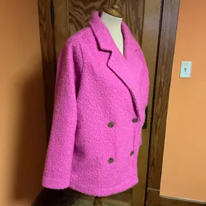 Cozy Casual Cozy Co. Alexandria Fleece Teddy Pea Coat Hot Pink Jacket thumbnail 8