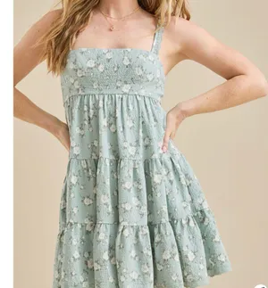 NEW Altar’d State Green Floral Mini Dress Size Medium NWT thumbnail 1