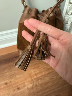 Anabaglish suede leather bucket bag with dreamcatcher charm thumbnail 6