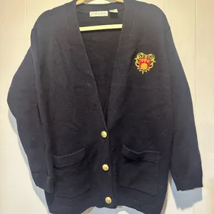 Chaus ‎ navy wool cardigan size M eclectic grandpa thumbnail 1