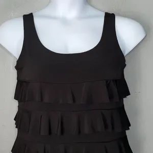 Dark Black Maxi Dress Size S M Sleeveless Tiered Ruffle Whimsigoth Romantic Fair thumbnail 5