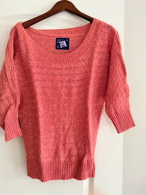 American Eagle Outfitters Coral Cable Scoop-Neck Sweater thumbnail 1
