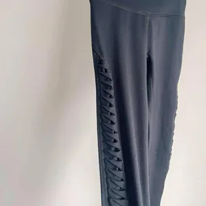 Aerie Black Fleece Lined High Rise Ruffle Pleat Side Leggings Size Small thumbnail 2