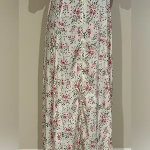 EUC Women's White and Pink Bohemian Floral Print Puff Sleeve Dress Size Medium thumbnail 7