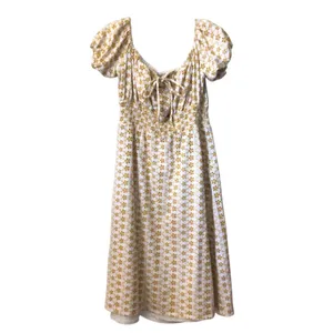 LPA Revolve Yellow and White Off Shoulder Women’s Sun midi Dress Size Large thumbnail 5
