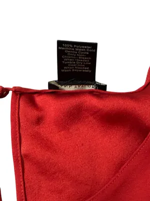 Ann Taylor Factory Red Balloon Sleeve Blouse Top XL Crew Neck Keyhole Pleated thumbnail 3