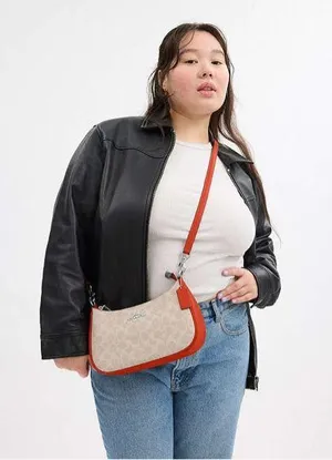 NWT COACH CV933 Teri Shoulder Bag In Signature Canvas & Leather crossbody thumbnail 2