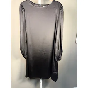 The Drop @shopdandy Black Silky Belted Blouson Sleeve Dress NWT L‎ thumbnail 3