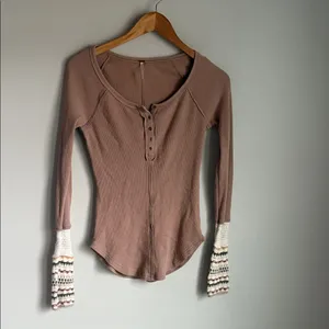Free people alpine ski lodge cuff thermal in mushroom combo thumbnail 2