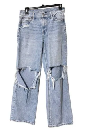 American Eagle size 4 short strigid light denim distressed jeans preppy casual thumbnail 1