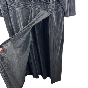 Catherines Black Pleated Midi Dress Size 3X Formal Career Party Minimalist‎ Wrap thumbnail 3