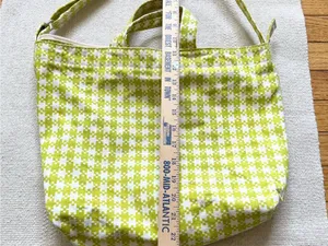 BAGGU Horizontal Zip Duck Bag Chartreuse Pixel Gingham thumbnail 8