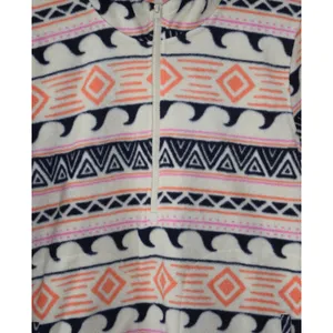 O'Neill Fleece Pullover Women Large Cream Orange Tribal Print Half Zip Excellent thumbnail 5