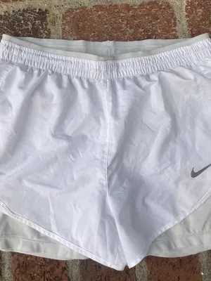 Nike Women's DriFit Tempo White & Light Gray Athletic Running Shorts thumbnail 2