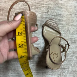 Sam Edelman Women’s 9 Tan Nude Croc Print Ankle Strap Round Toe High Heels thumbnail 8