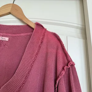Free People Asher Thermal Oversized Shirt Stolen Kiss Maroon Red thumbnail 6