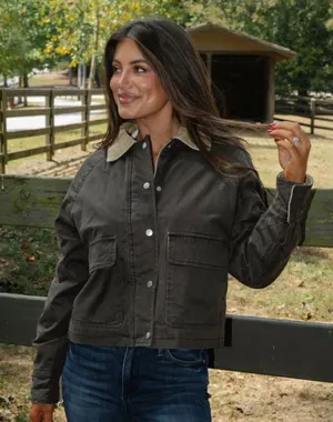 These Three Boutique Corduroy barn jacket vintage black thumbnail 1