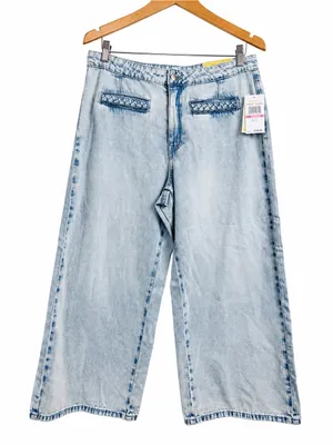 NWT Michael Kors Selma High Rise Crop Wide Leg Jeans Light Wash Size 10 thumbnail 2