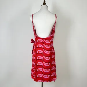 NWT Farm Rio Linen blend Copabanana Wrap Mini Dress Red Pink Size S thumbnail 12