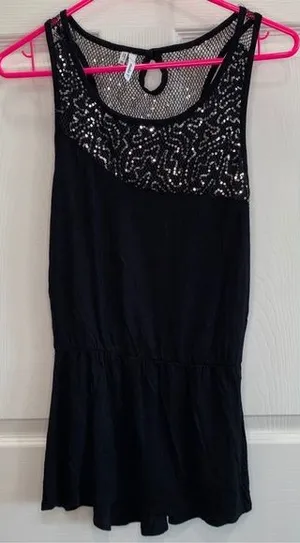 5/$15 -‎ Studio Y black tunic tank with sequins XS thumbnail 1