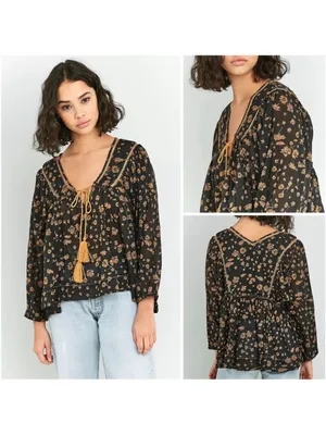 $98 Free People Never A Dull Moment Peasant Blouse S thumbnail 7