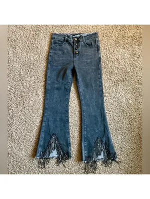 New w/ Tags Buckle Blue B Collection Rhinestone Fringe Cropped Flare Small Jeans thumbnail 6