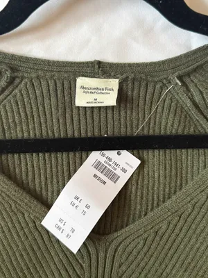 Abercrombie Green Ribbed V-neck Sweater thumbnail 2