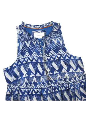 NWT Anthropologie Tiered Abstract Maxi in Blue Patterned Cotton Dress S thumbnail 8