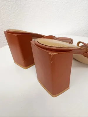 Jaggar The Label Brown Leather Thin Strap Square Toe Block Heel Slide Sandals 6 thumbnail 8