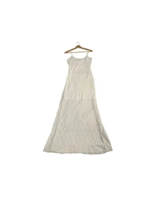 Jessica Simpson White Lace Maxi Dress Sheer Slip Lined Bridal Coquette M Summer thumbnail 5