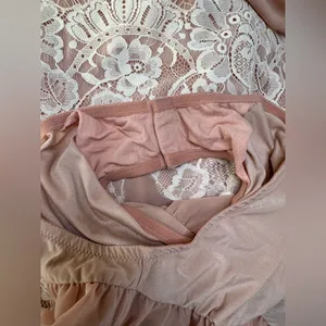 We Are HAH x Revolve Queen 4 A Day Lace Chiffon Bodysuit in Copper Rose size XS thumbnail 8