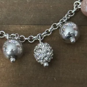 Silver tone bead charm bracelet thumbnail 6
