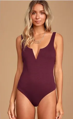 Lulus Plum Bodysuit Wine Medium thumbnail 1